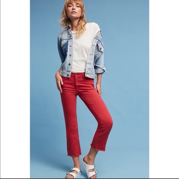 Anthropologie Denim - Anthropologie Pilcro Script Red High-Rise Crop Flare Jeans Size 26